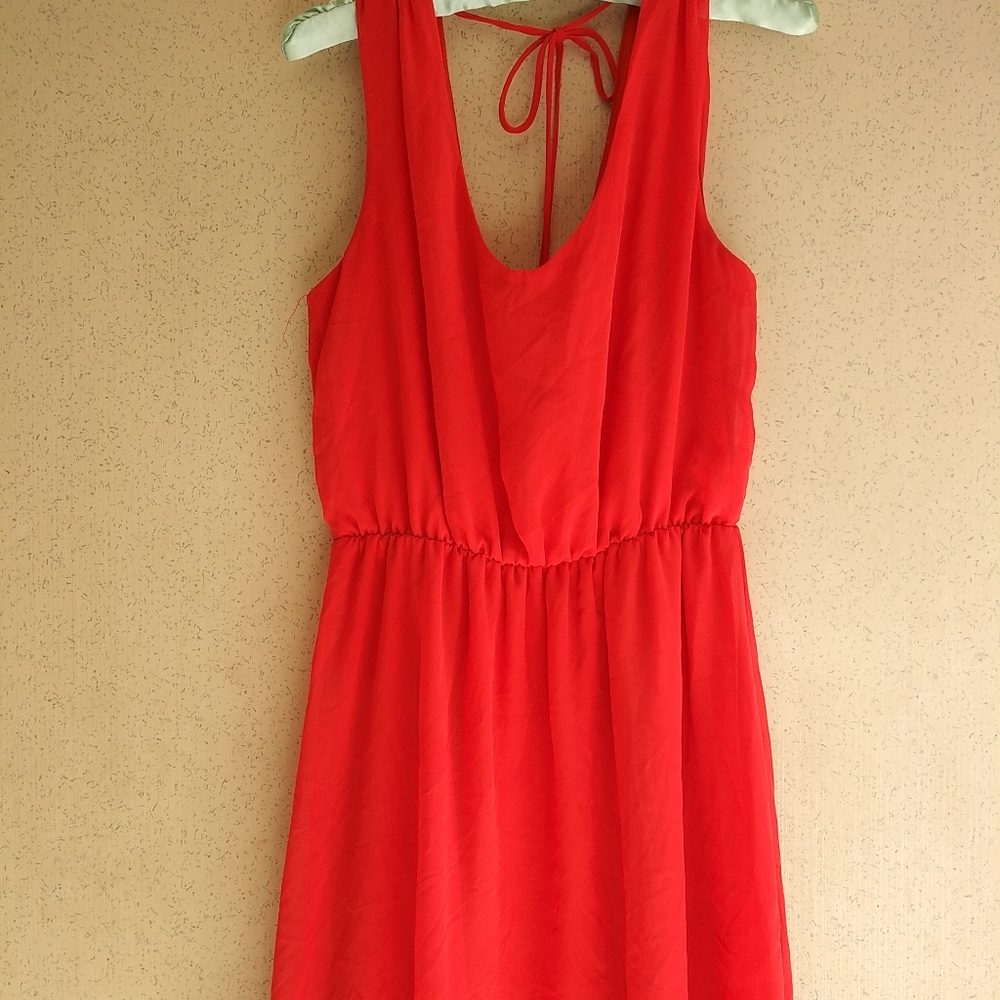 Francesca's birdcage label- orange dress